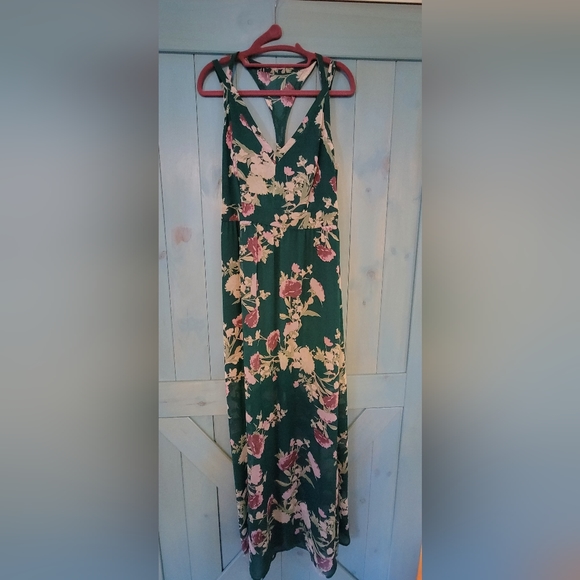 NY&Co emerald green and purple full length dress, lined to the knee, sz Small - Picture 3 of 4